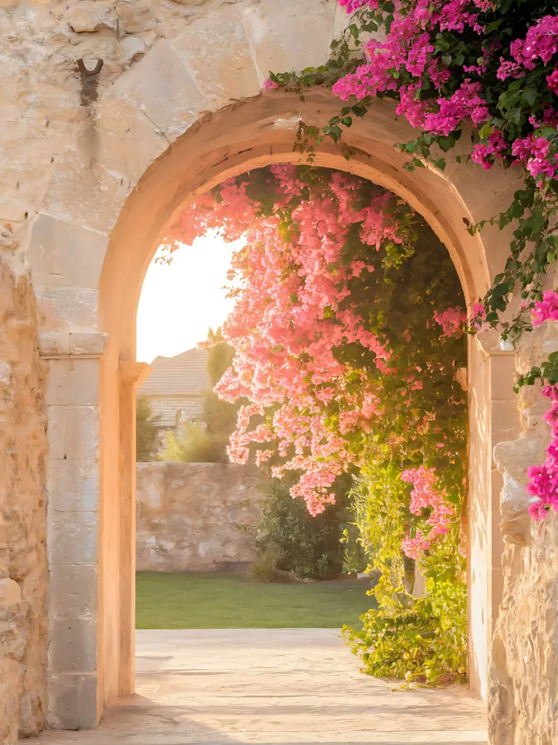 L'arco fiorito e la luce dorata del Sud carta hahnemühle da Casa Limon