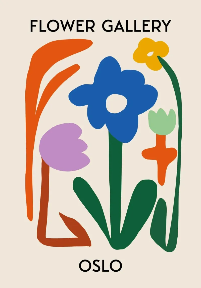Oslo Flower Gallery Abstract Bloemenprint - Modern canvas met Baklijst van homdeco