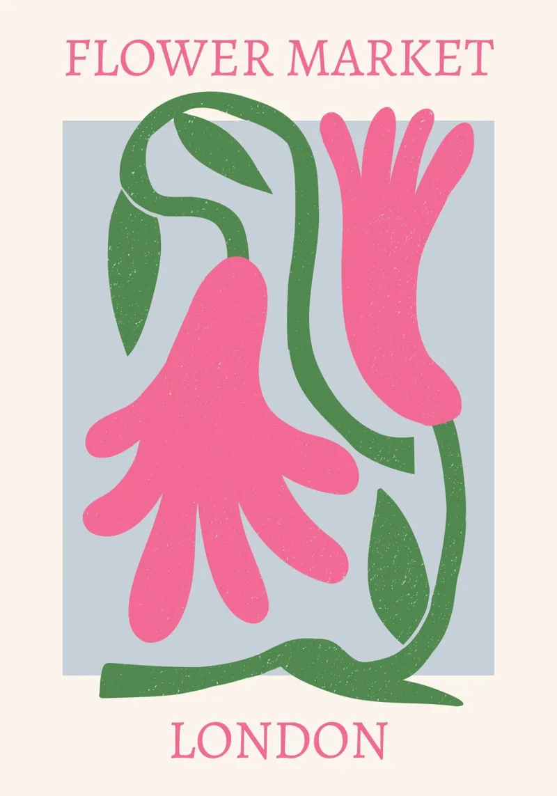 Mercado de las flores de Londres Impresión abstracta de flores rosas poster de homdeco