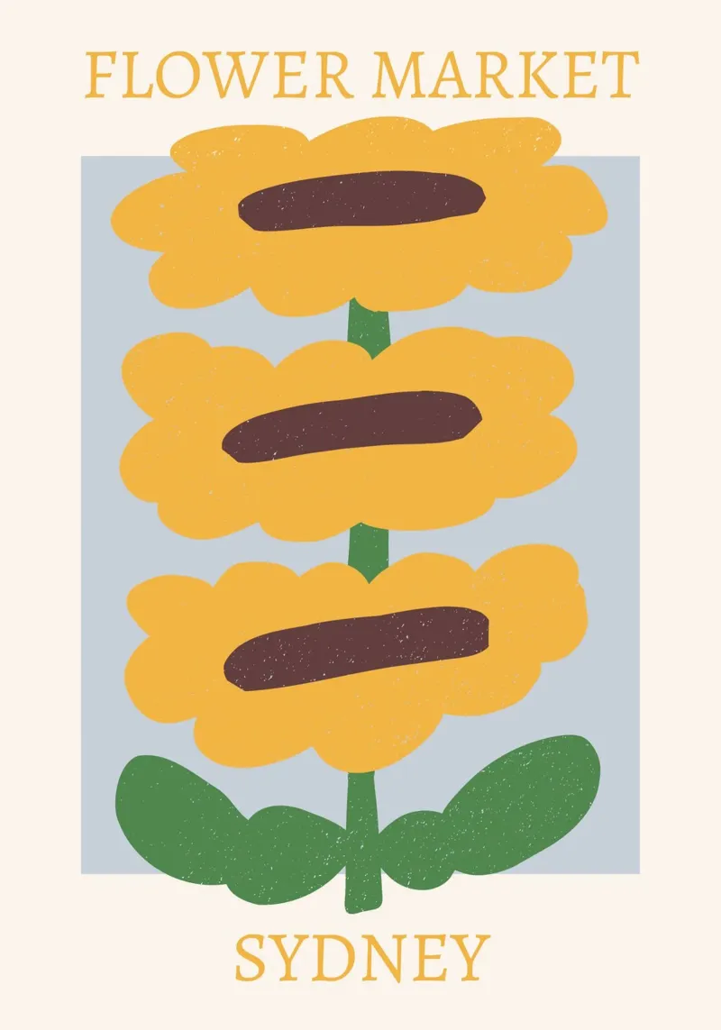 Sydney Flower Market Sunflowers Print - Minimalist Art backlit film by homdeco