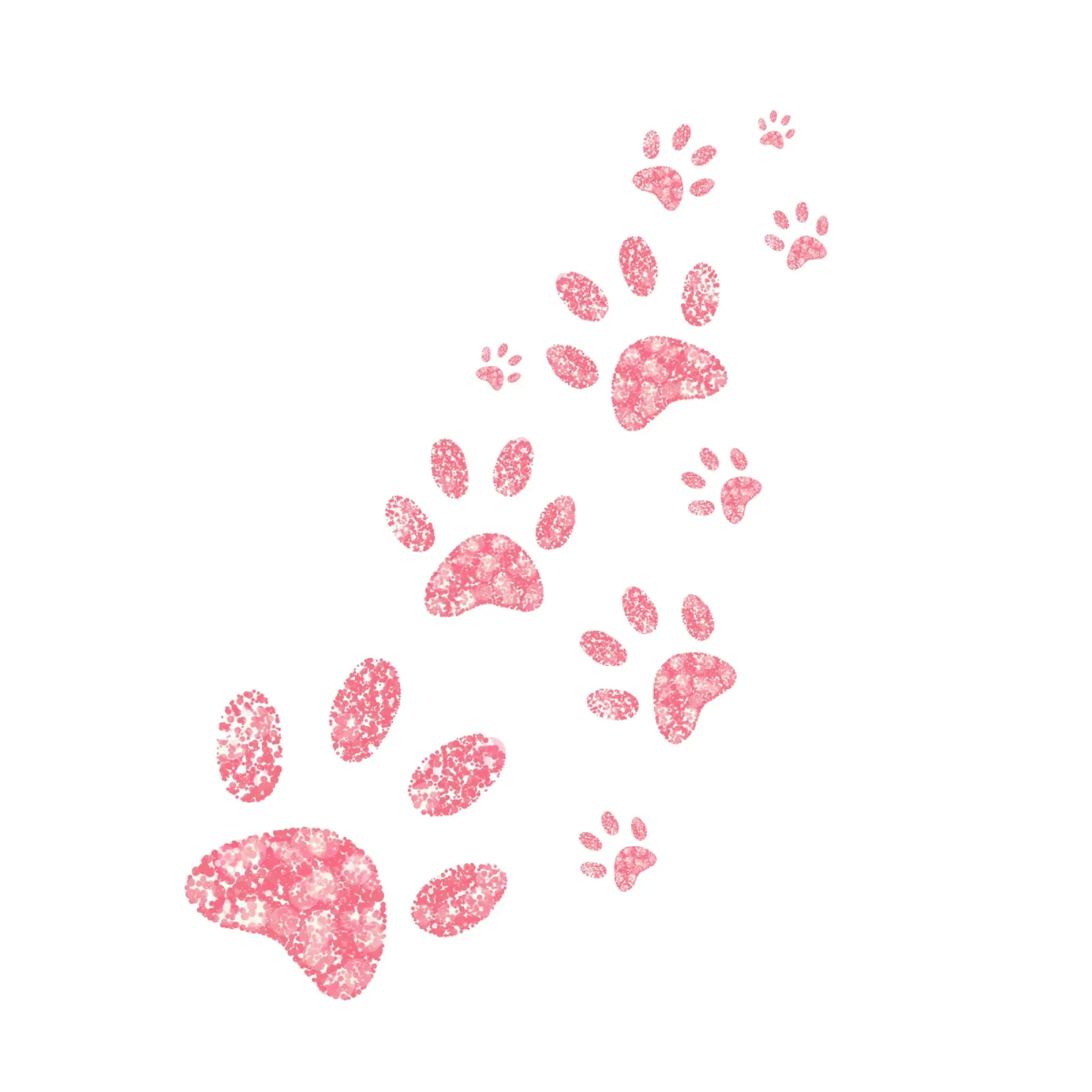 Pink hearts shining paw prints alu-dibond by gulsengunel