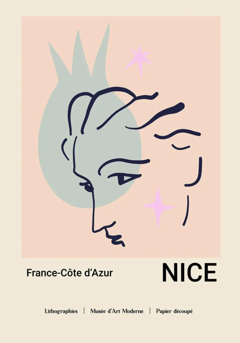 Nice France Côte d'Azur Abstract Face Print hahnemühle by homdeco