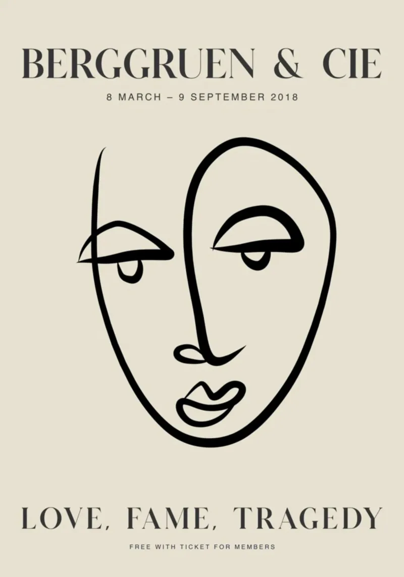 Abstract Face Line Art Berggruen Exhibition Print hahnemühle by homdeco