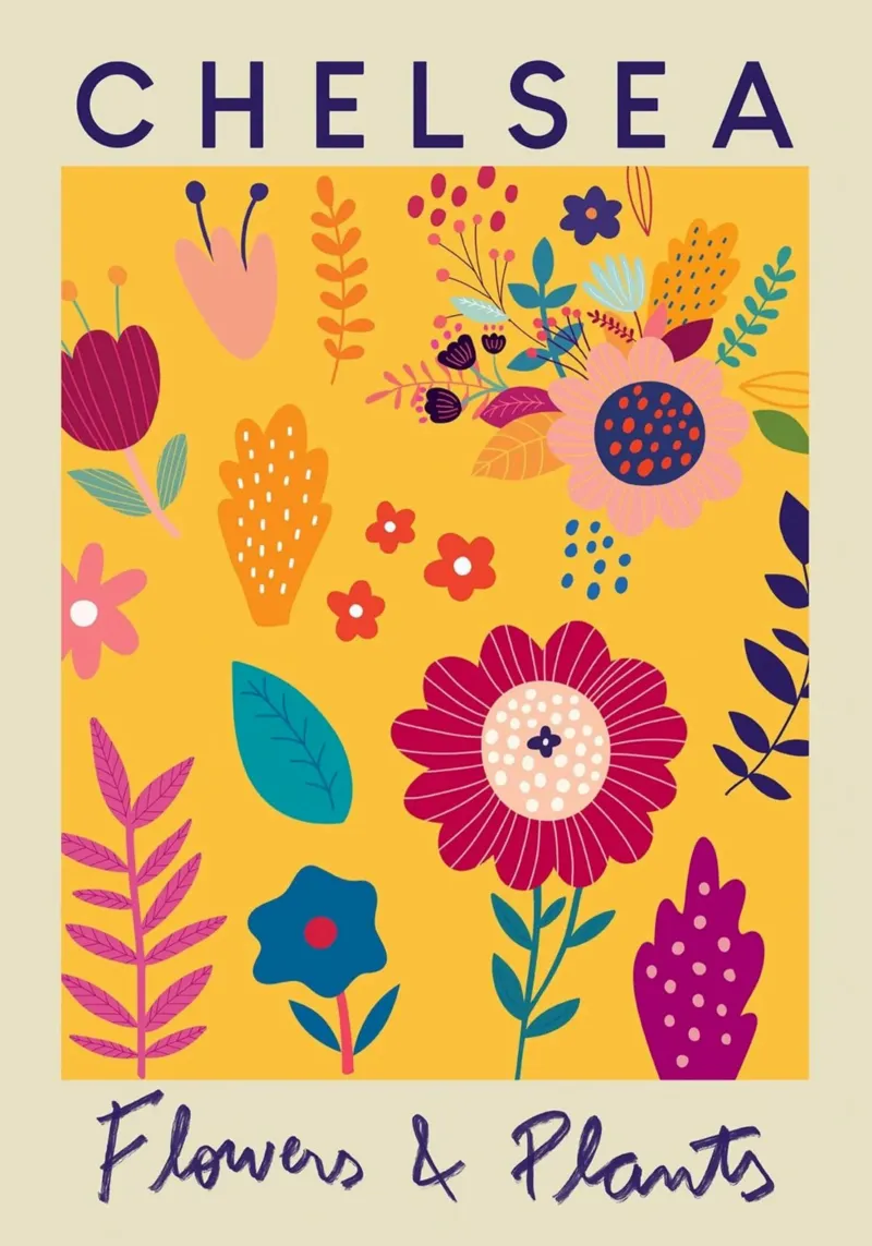 Chelsea Flowers & Plants - Vibrant Folk Art Floral canvas by homdeco