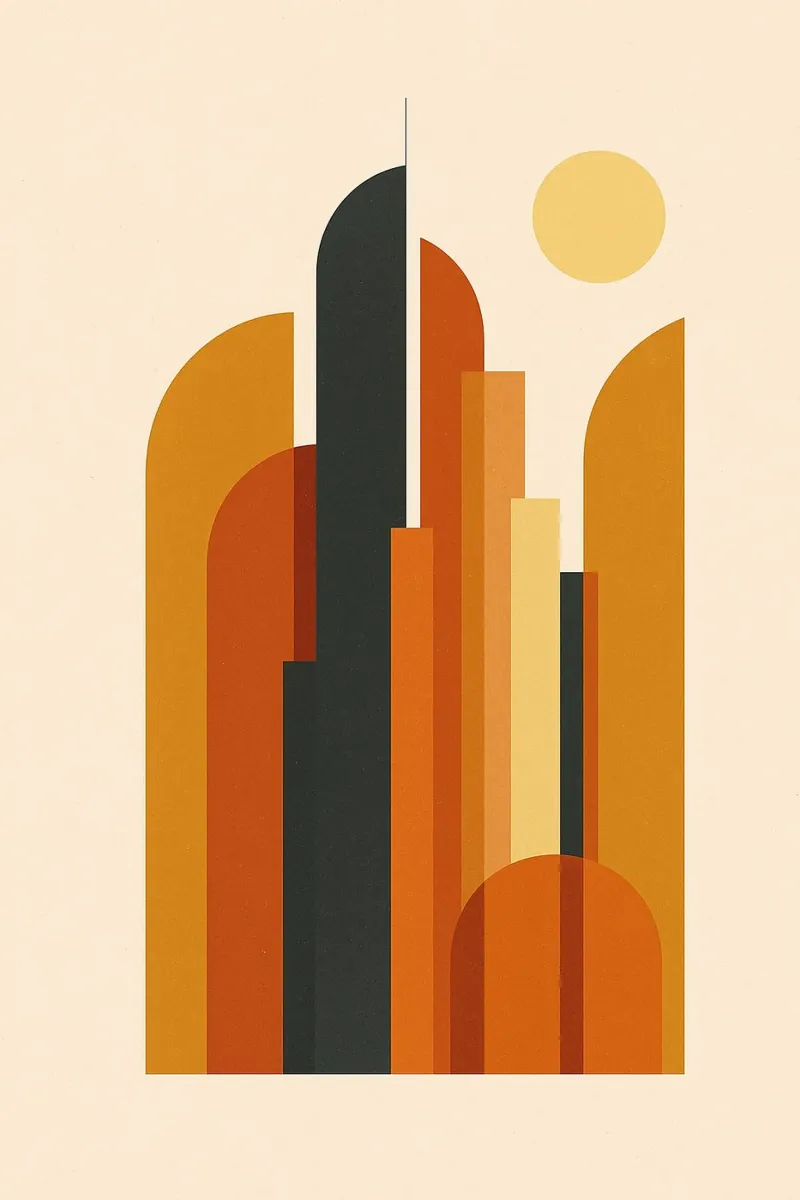 Soleil Graphique sur la Ville forex plate by JETLAG | affiches voyage