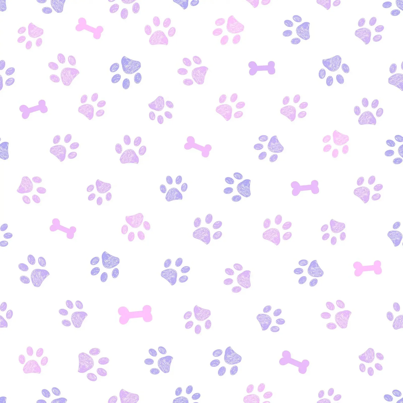 Lilac and pink colored doodles paw prints and bones canvas by gulsengunel