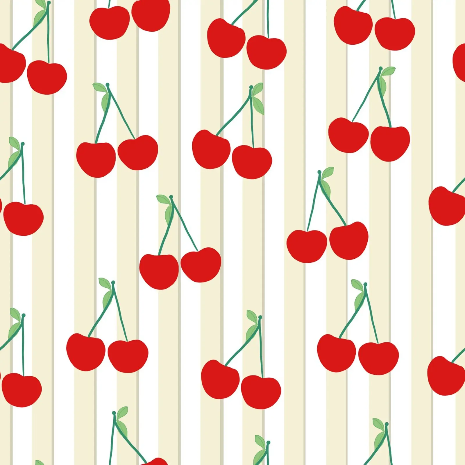 Green white stripe pattern cherries pattern canvas by gulsengunel