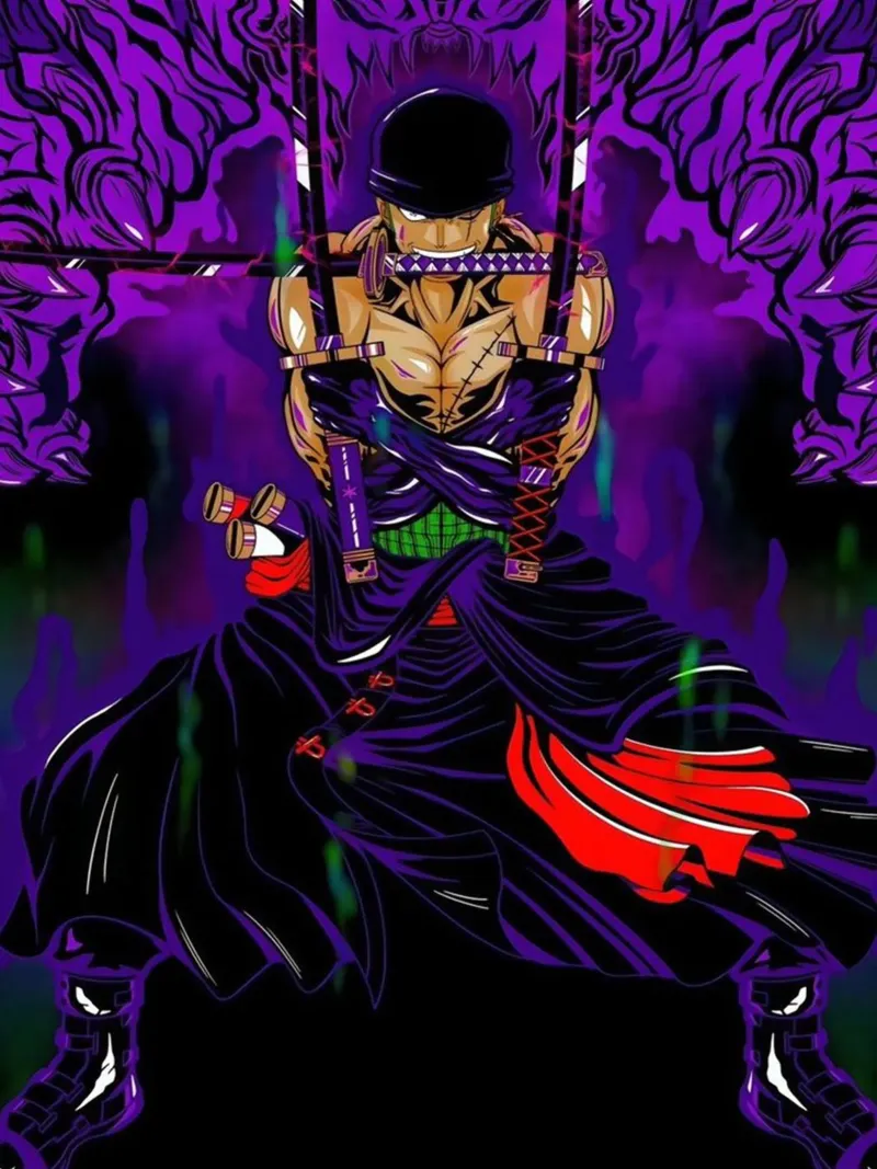 Zoro One Piece Anime poster con telaio in legno da Musadad Shop