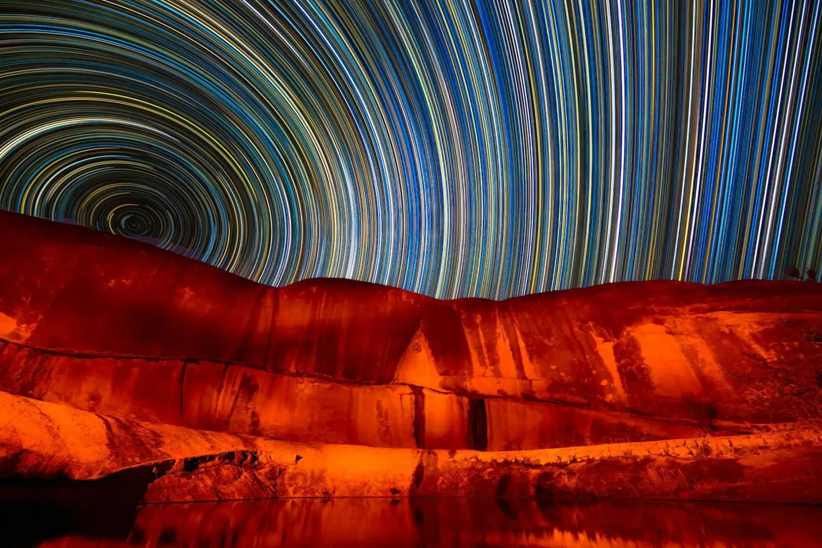star-trails night-sky poster with wooden frame by Earthly Visions