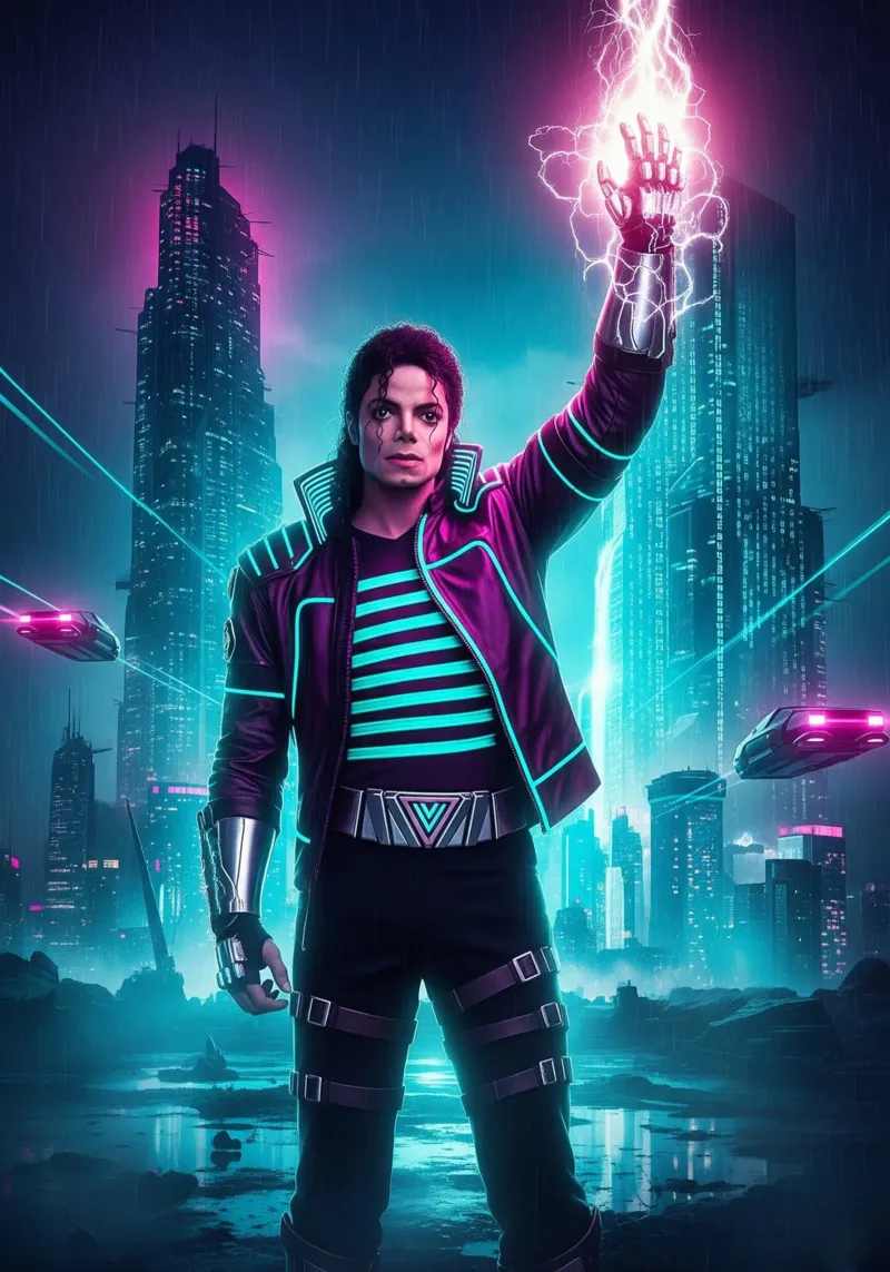 Michael Jackson - Cyber Punk art style (4) pellicola backlit da Lembayung art
