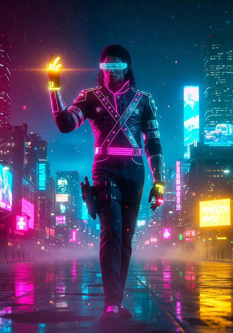 Michael Jackson - Cyber Punk art style (5) pellicola backlit da Lembayung art