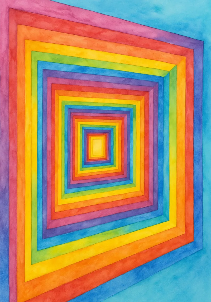 Disegno astratto di corridoio a forma di scatola poster con telaio in legno da Permatax