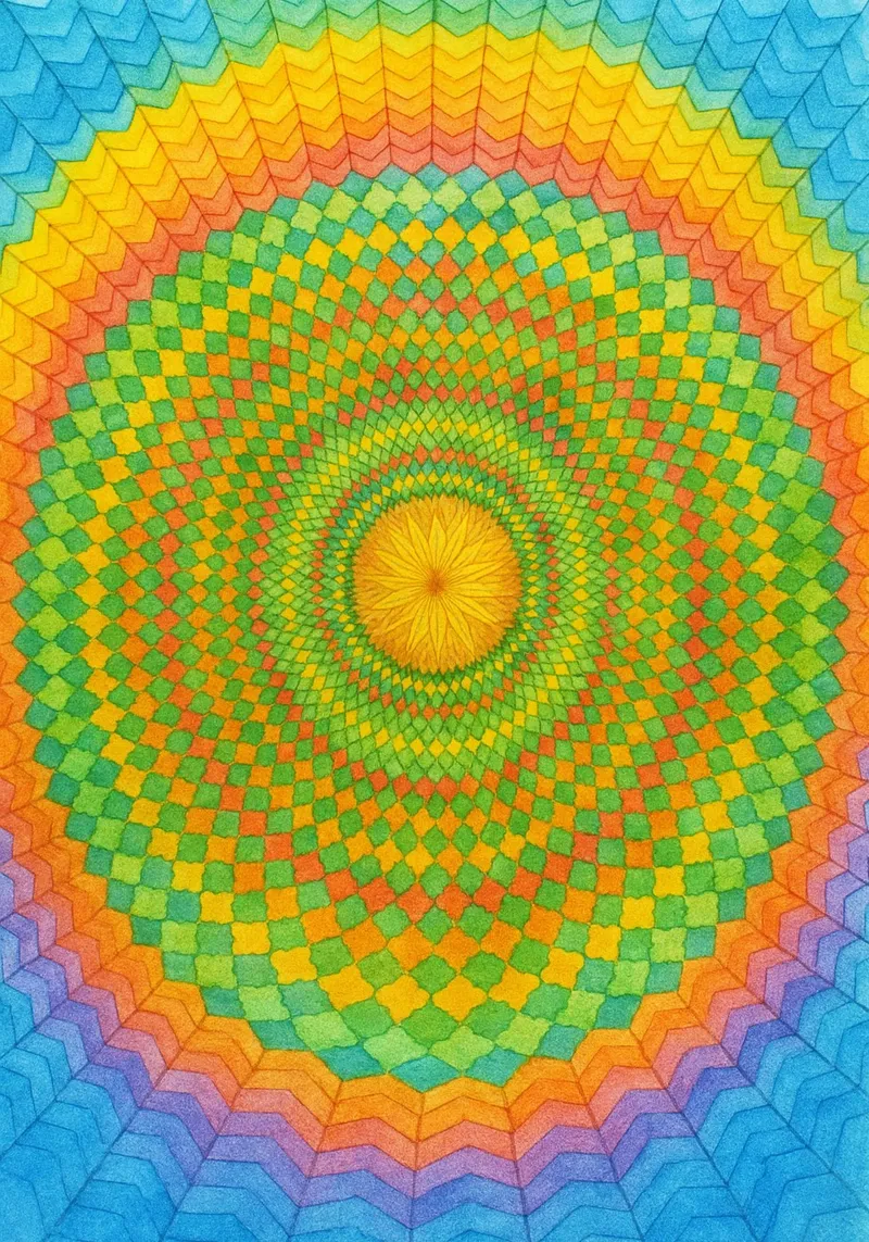 cerchio sole disegno astratto ilustrazione poster con telaio in legno da Permatax