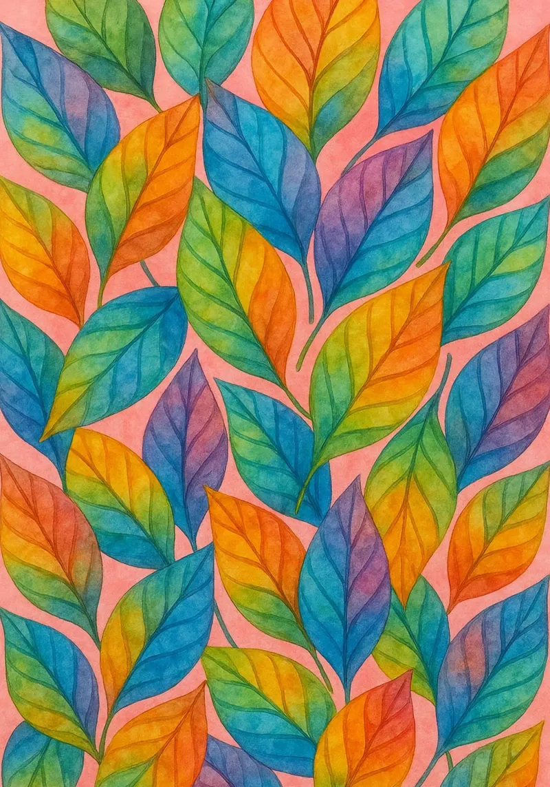 blad kleurige abstracte tekening ilustratie canvas met Baklijst van Permatax