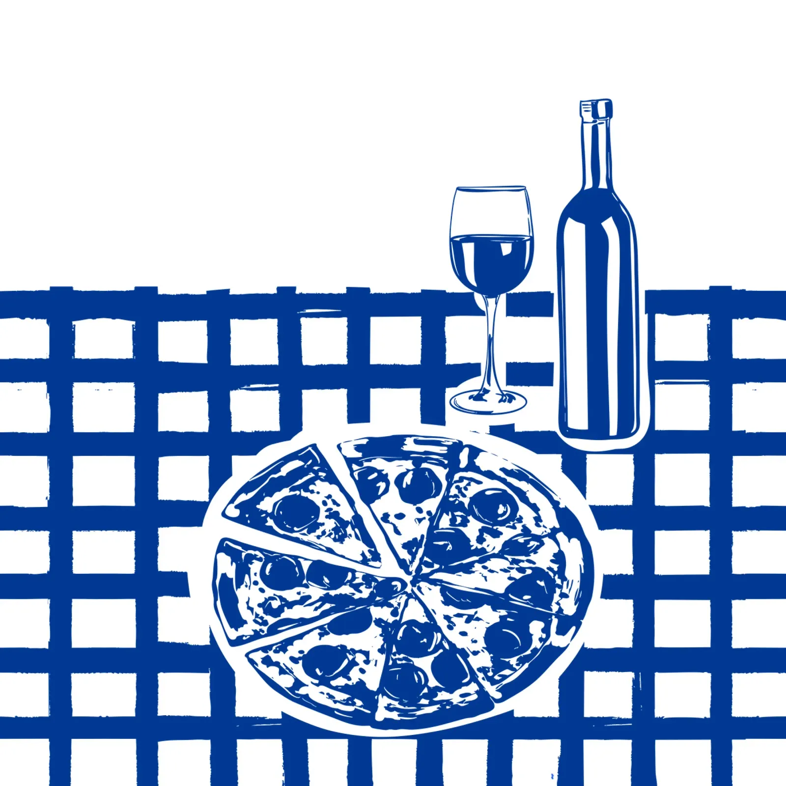 Pizza & Wijnfeest Doodle - Foodie-kunstdruk canvas met Baklijst van EDMPROJECT