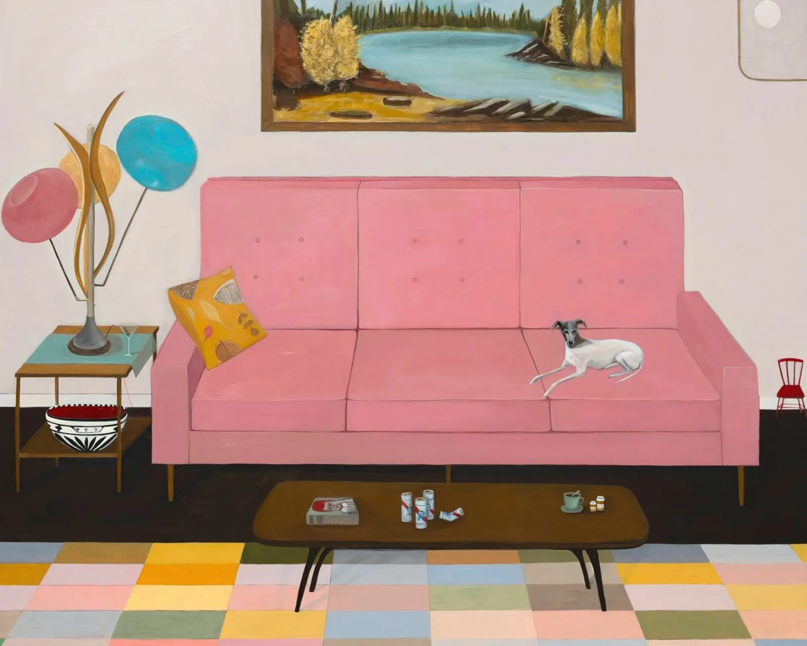 Divano rosa - Angela Burson tela con Cornice a cassetta da Seilerprints