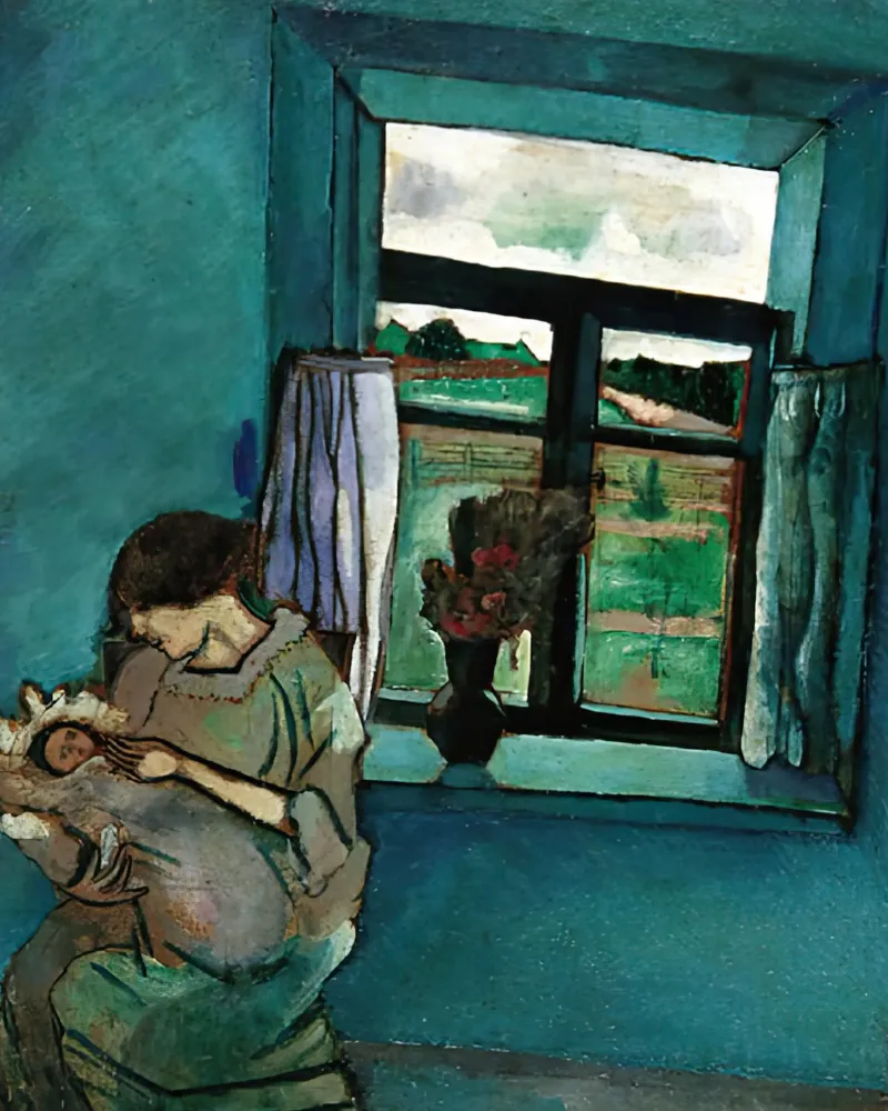 Bella und Ida am Fenster Leinwand von MC Exhebition