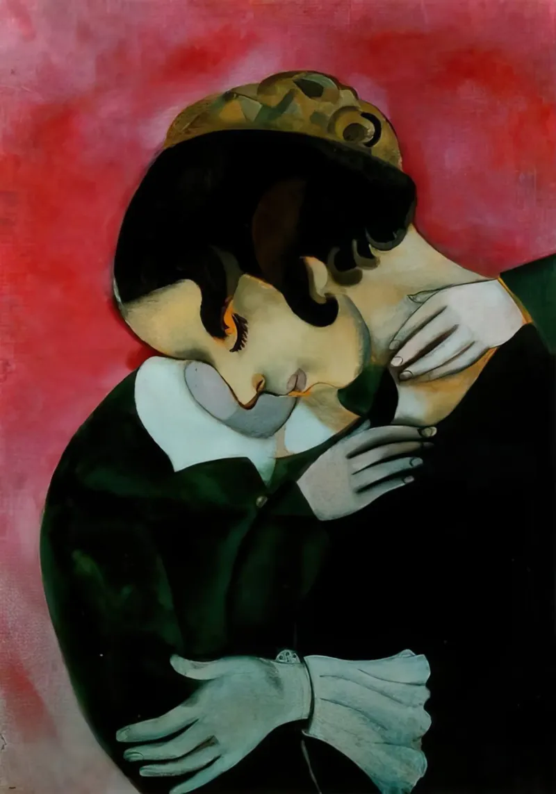 Marc Chagall Amanti in rosa alluminio dibond da MC Exhebition