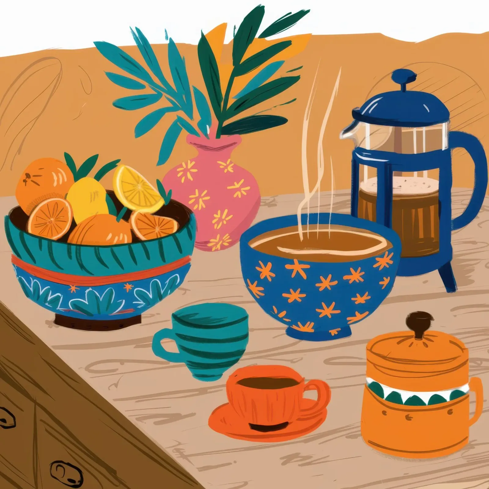 Pausa caffè al sole carta hahnemühle da Veil Maya