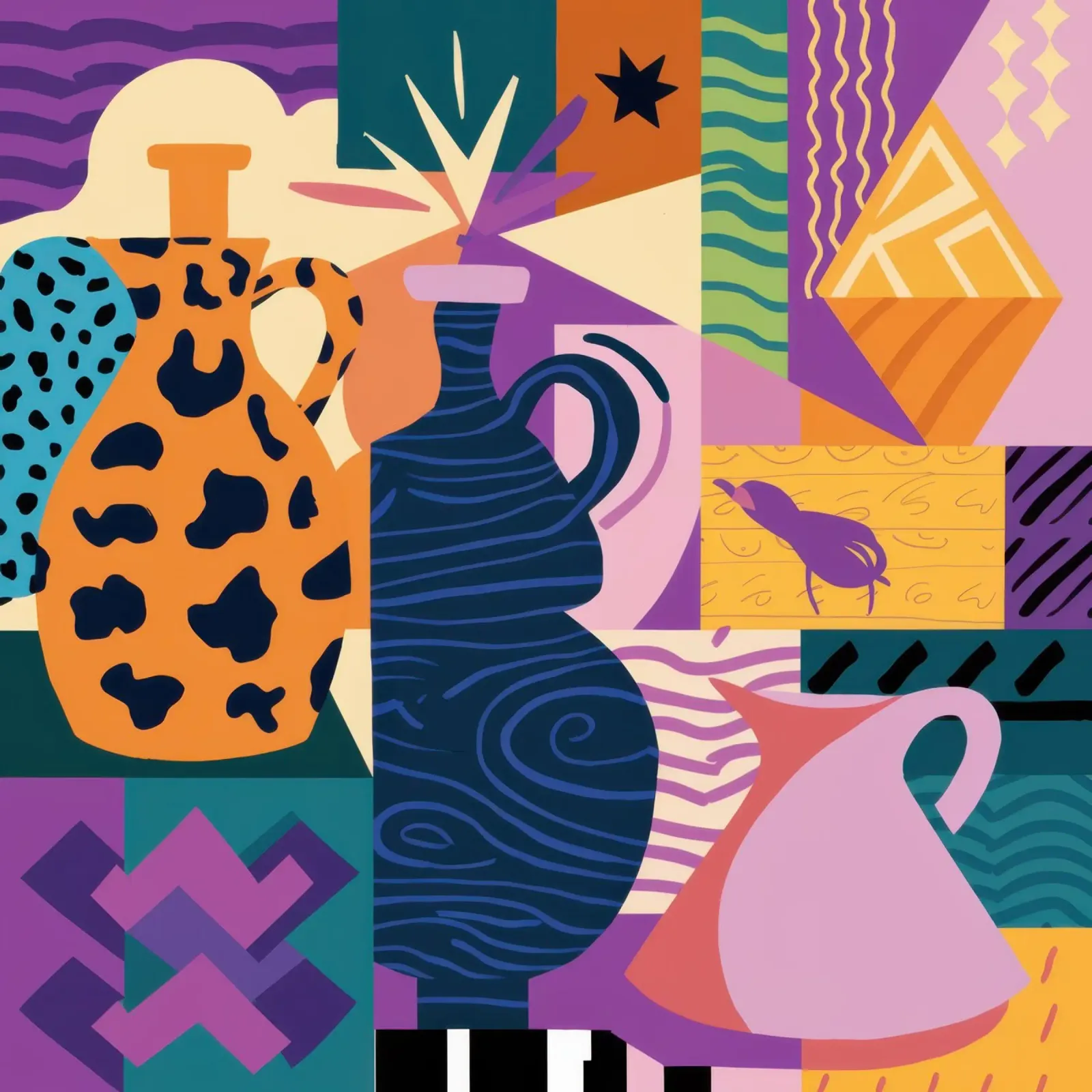 Vibrant Vase Collection canvas by Solar Paint