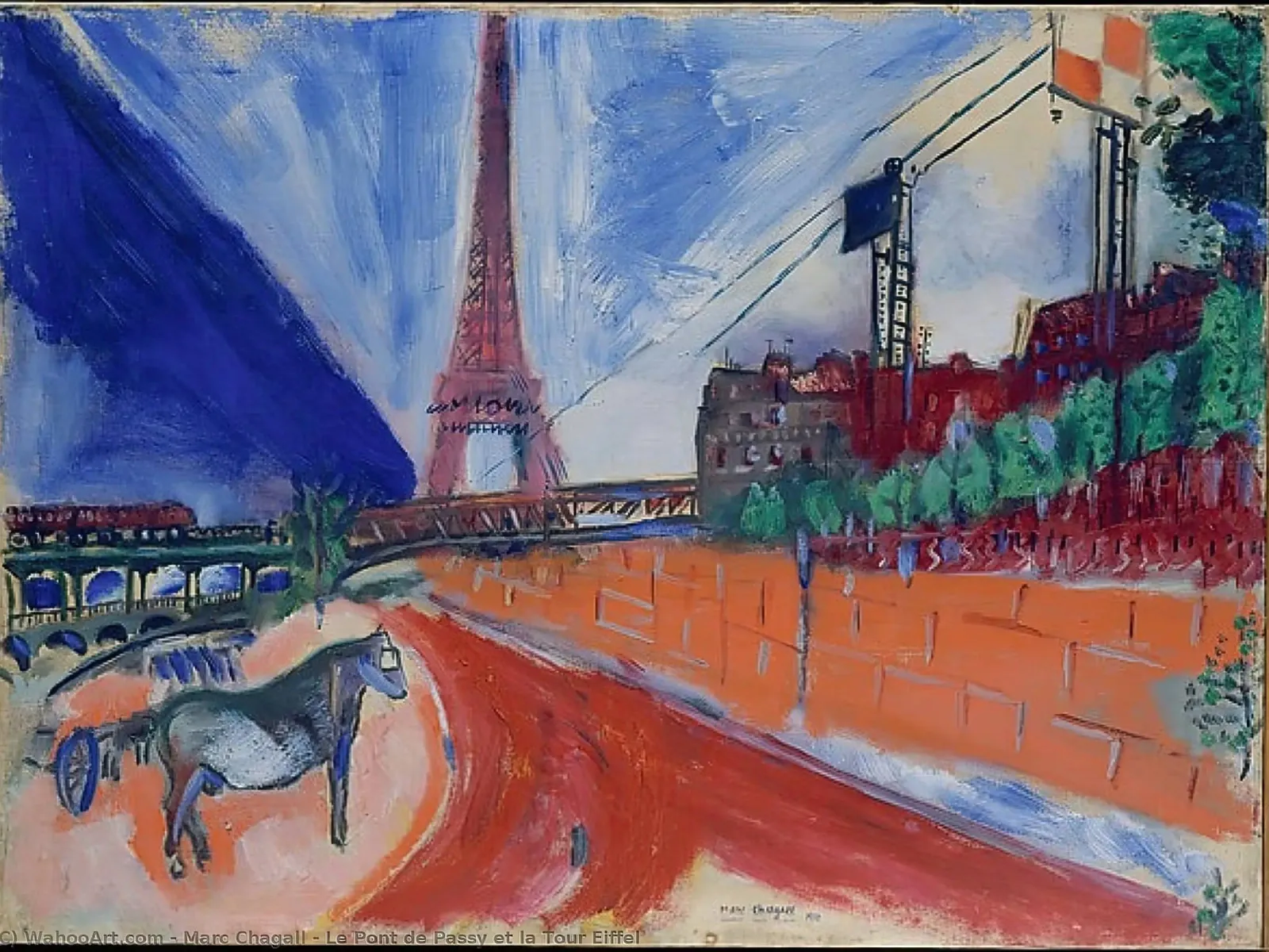 The Passy Bridge and the Eiffel Tower by Marc Chagall poster by MC Exhebition