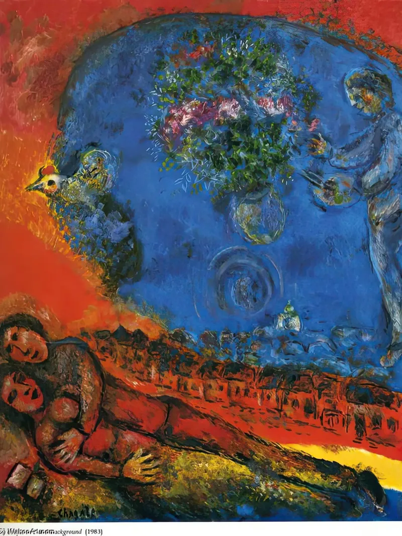 Coppia su sfondo rosso marc chagall pellicola backlit da MC Exhebition