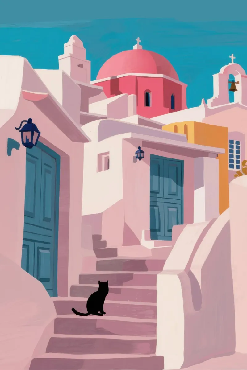 Santorini Cat Path alluminio dibond da Veil Maya