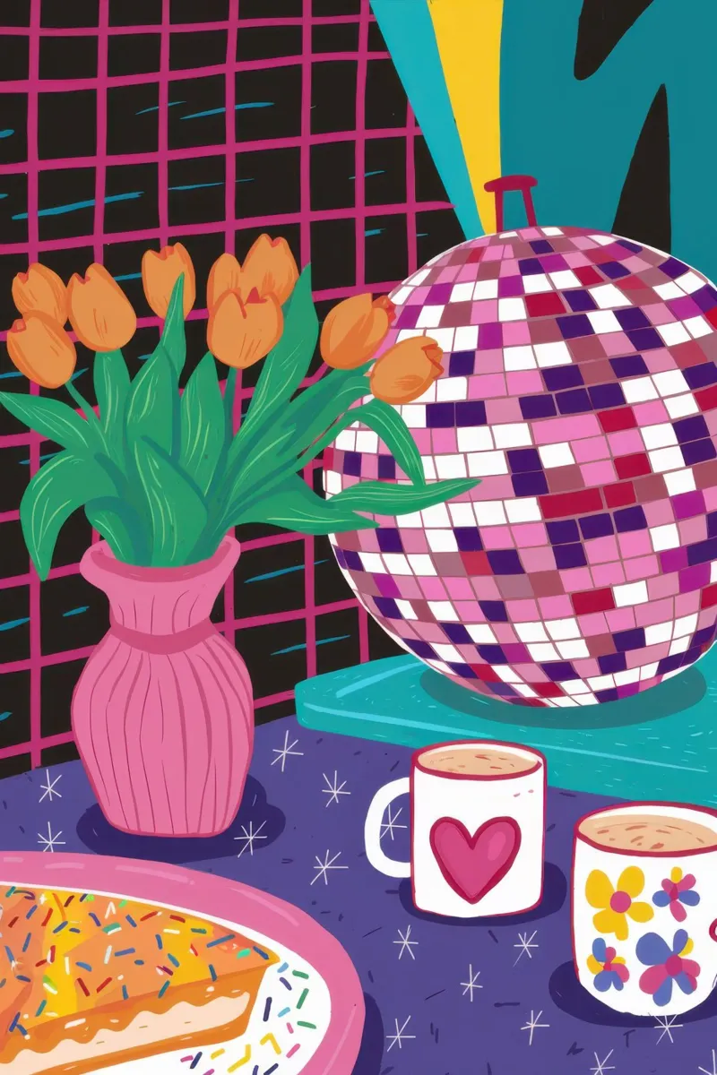 Checkered Tea Time canvas by Prism Ritual