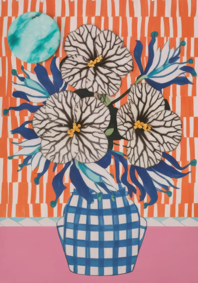 Gingham Gänseblümchen Stille Alu-Dibond von Frosh Pallete