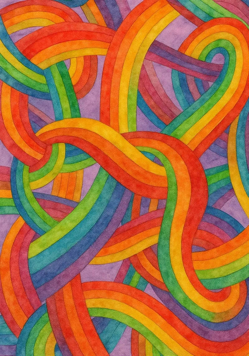 raibow sjaal abstracte tekening ilustratie canvas van Permatax