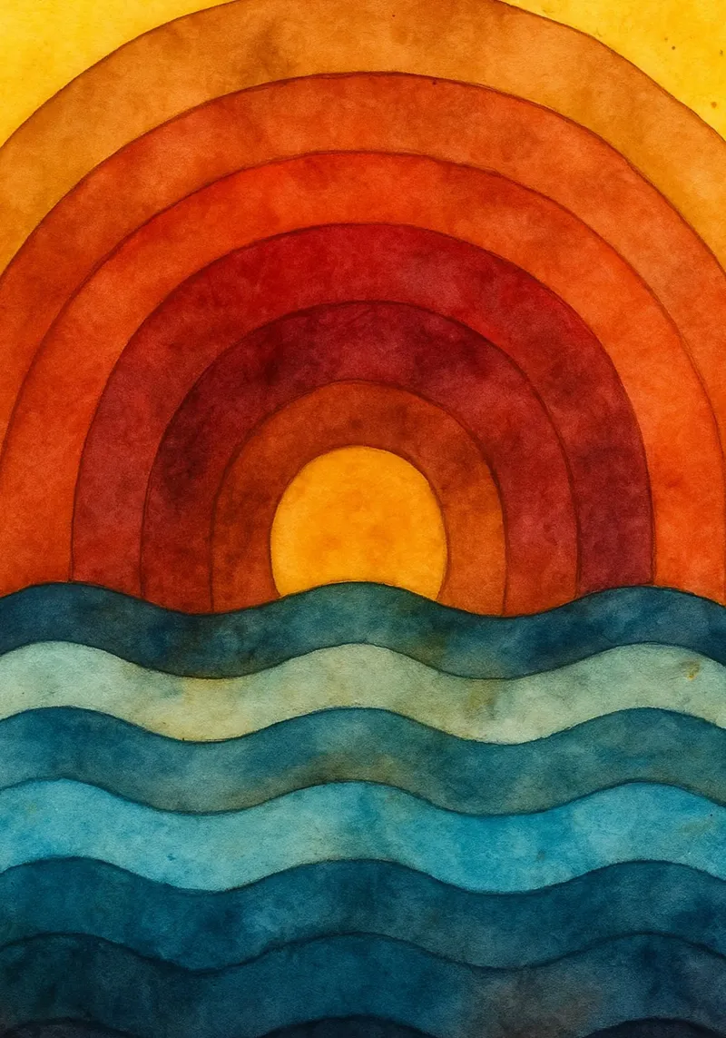 Meer und Sonne abstrakte Zeichnung ilustration Acryl-Glas von Permatax