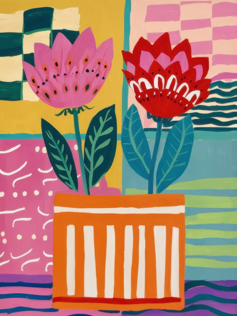 Fiori in vaso a righe poster da Frosh Pallete