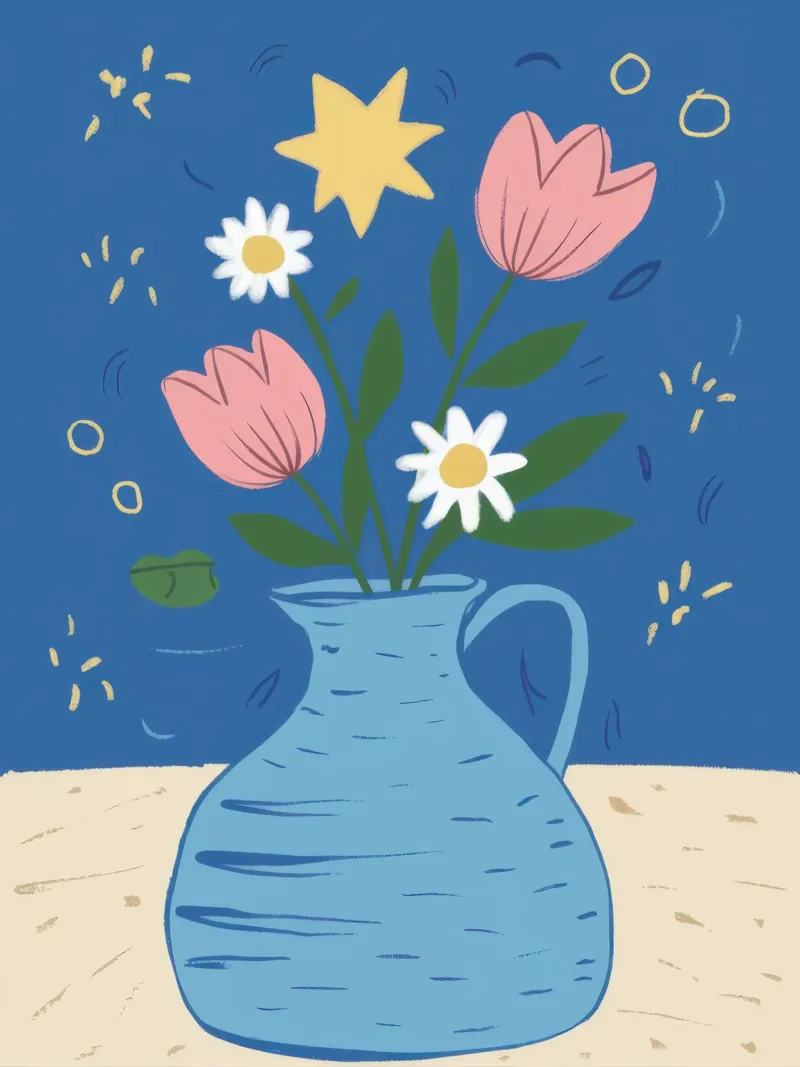 Vaso blu semplice carta hahnemühle da Frosh Pallete