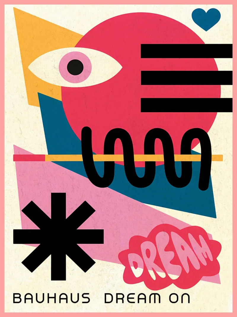 Sogno Bauhaus sull'arte astratta poster con telaio in alluminio da Ashley Studio