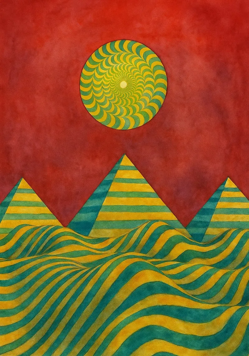 sun and mountain abstract drawing ilustration hahnemühle by Permatax