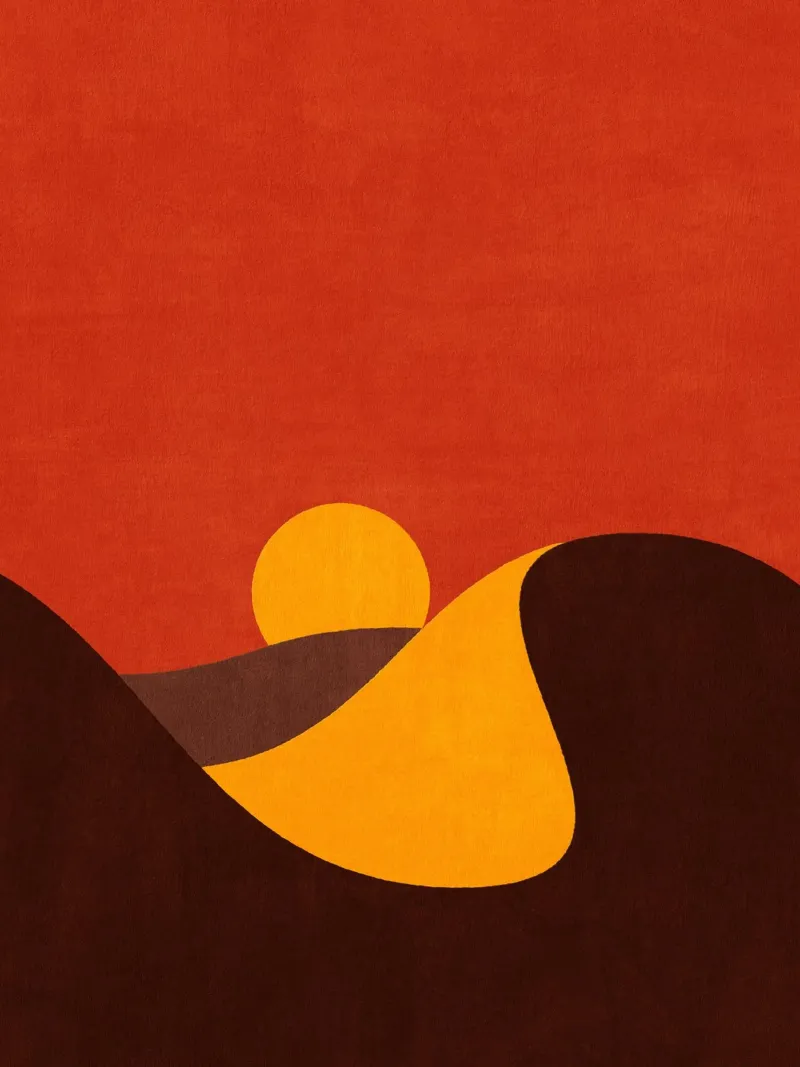 LANDSHAPES - Desert - Sunset poster met houten frame van DANIEL COULMANN