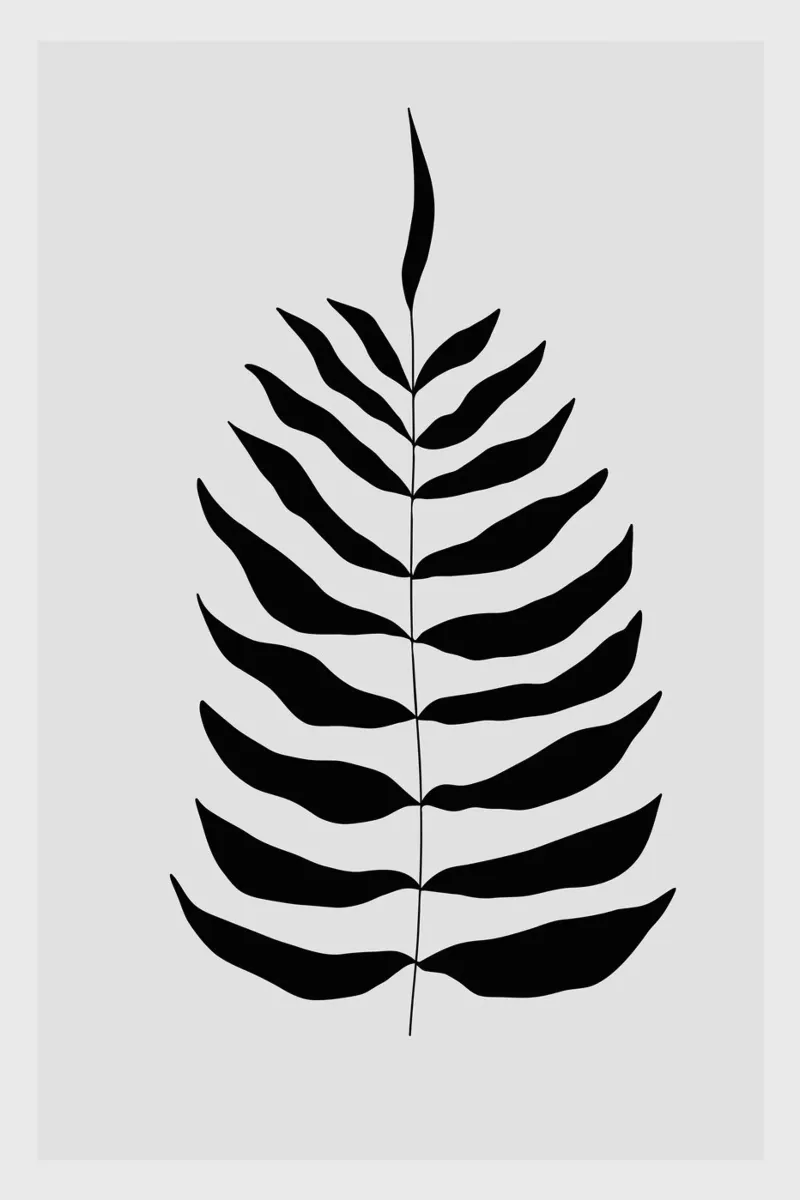 Fern (Black And White) poster con telaio in legno da treechild