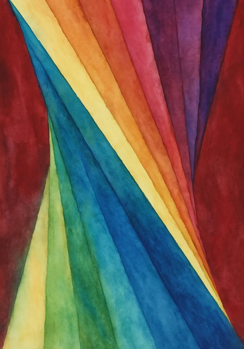 gedraaide regenboog abstracte tekening ilustratie canvas van Permatax