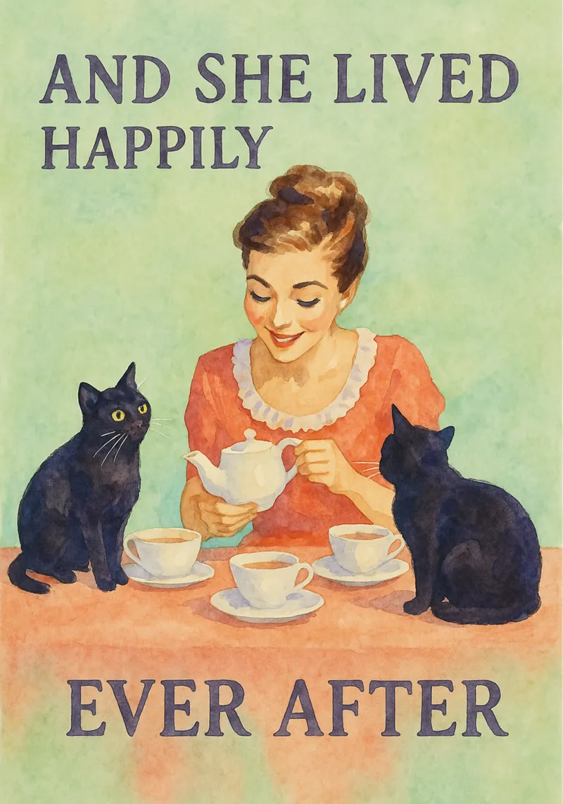 e visse felicemente dopo aver disegnato un gatto poster da Botania