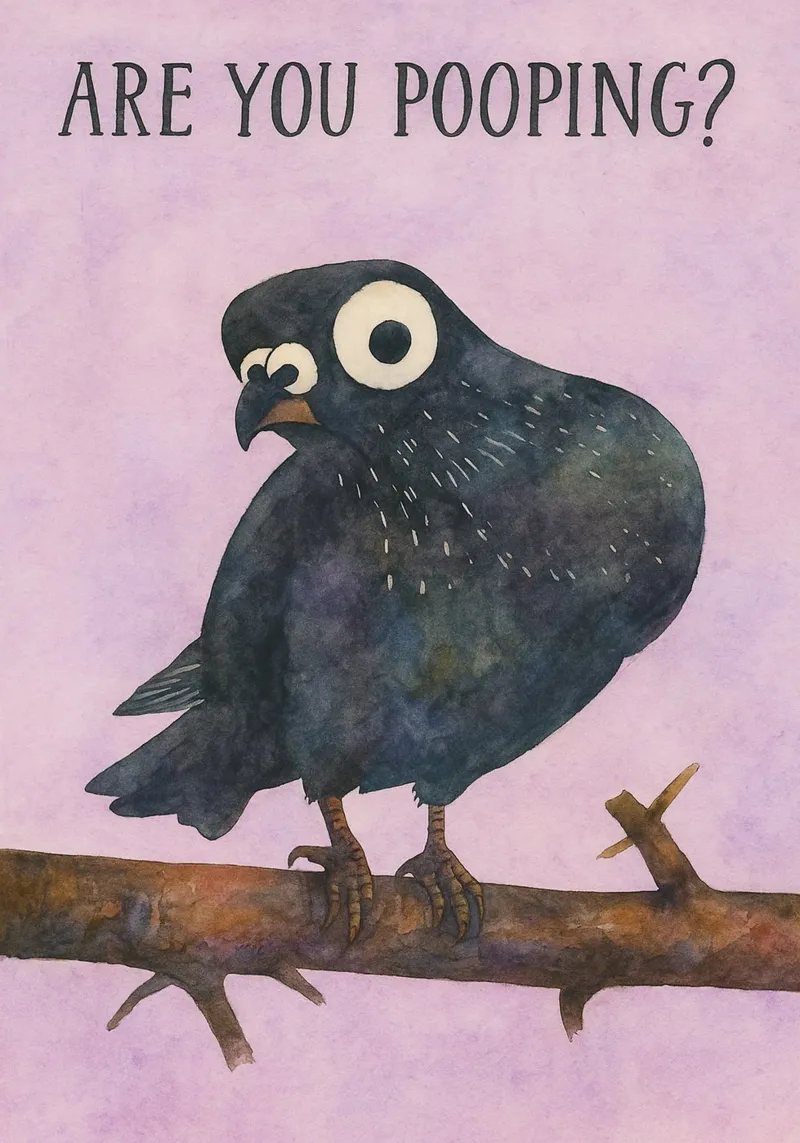 stai facendo la cacca nel disegno dell'uccello nero tela con Cornice a cassetta da Botania