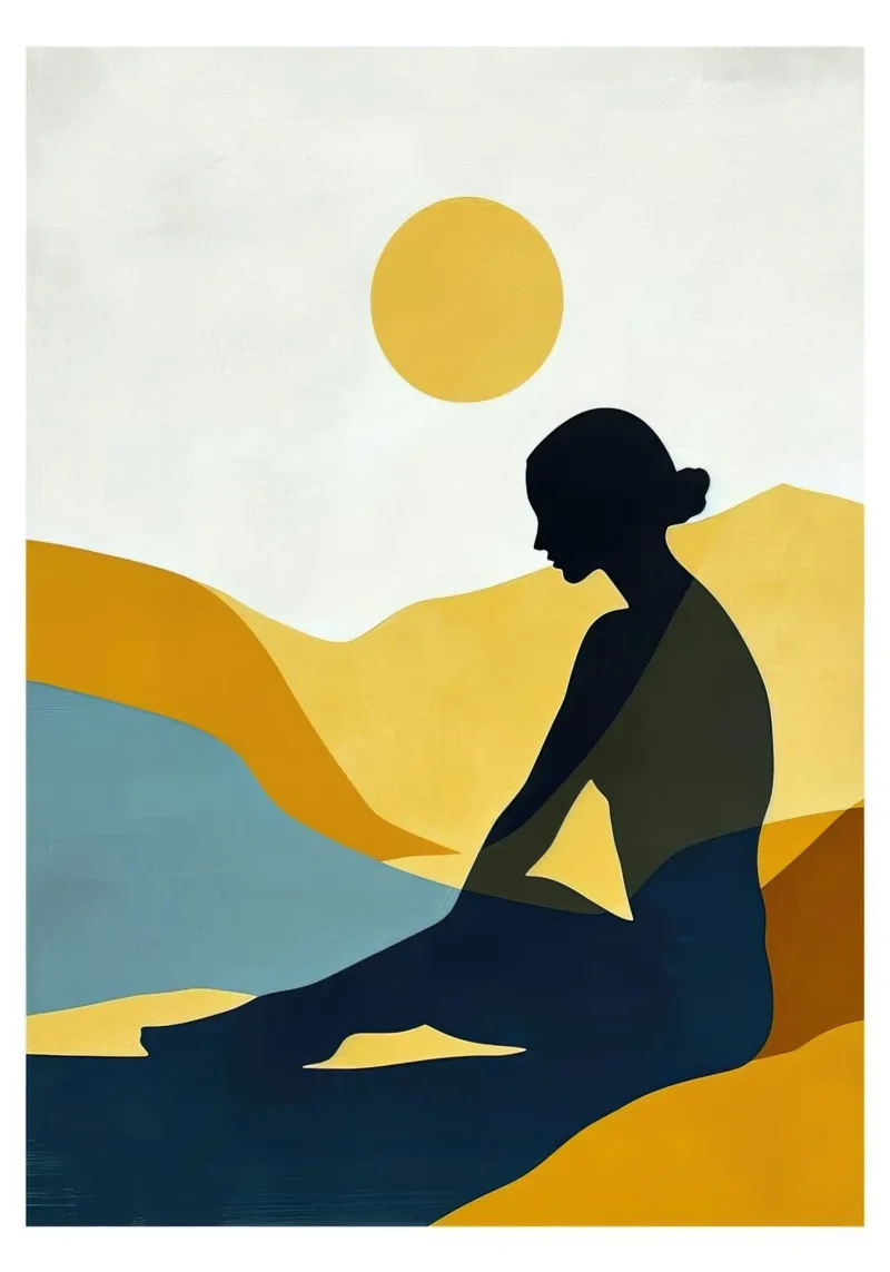 Silhouette di donna, minimalismo 1 pellicola backlit da Blue Water
