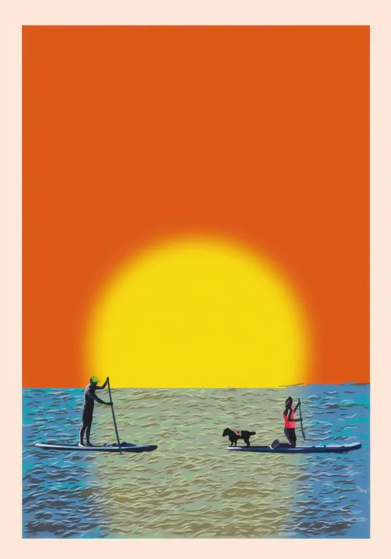 Tramonto in paddleboard carta hahnemühle da Blue Water
