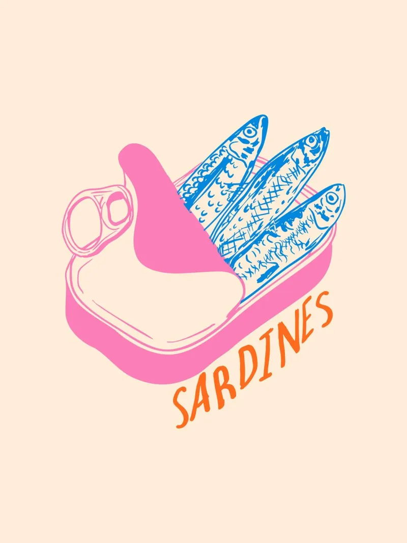 Pastel Sardine Can – Retro Minimalist Food Art pellicola backlit da EDMPROJECT