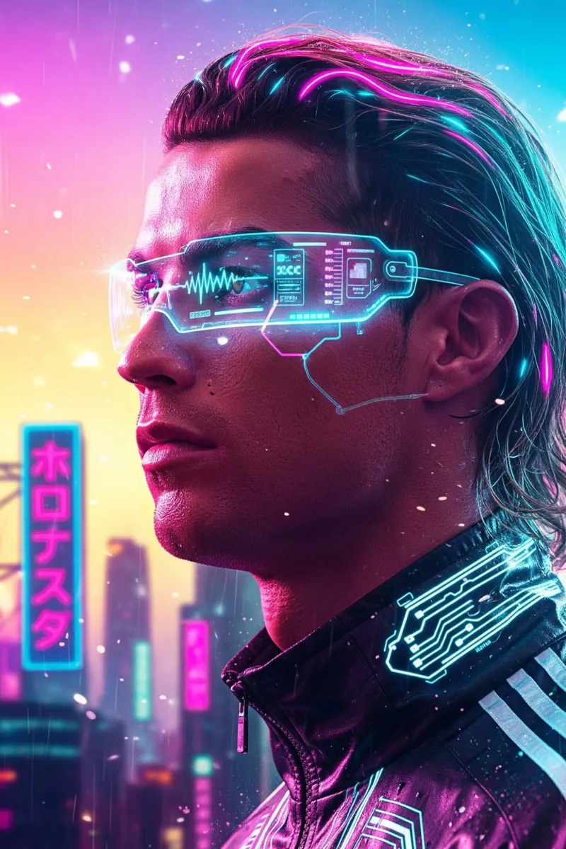 Cristiano Ronaldo - Cyber Punk art style pellicola backlit da Lembayung art