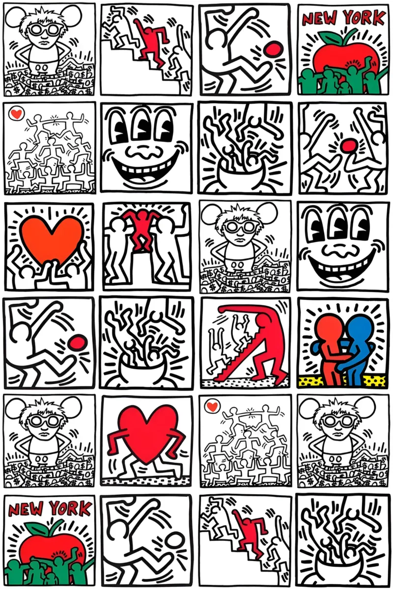 keith Haring - Doodle Abstract carta hahnemühle da Deepness