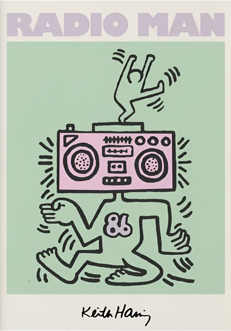 keith Haring - Doodle Art poster con telaio in alluminio da Deepness