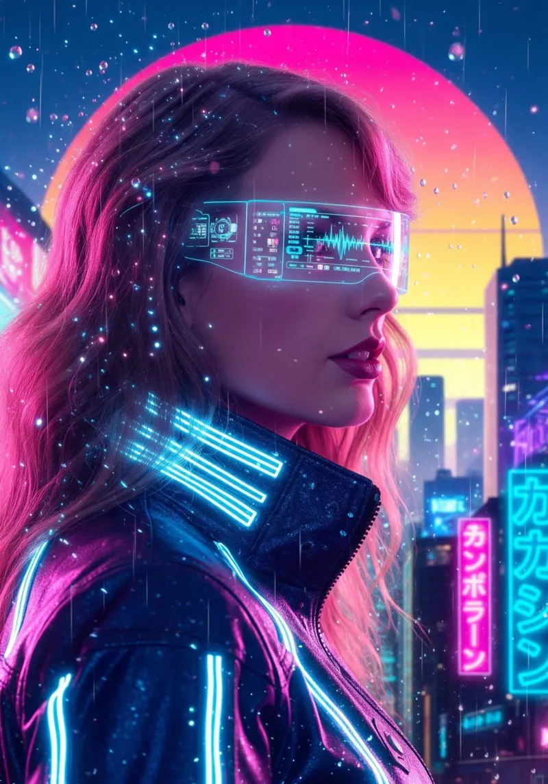 Taylor Swift - Cyber Punk art style (1) alluminio dibond da Lembayung art
