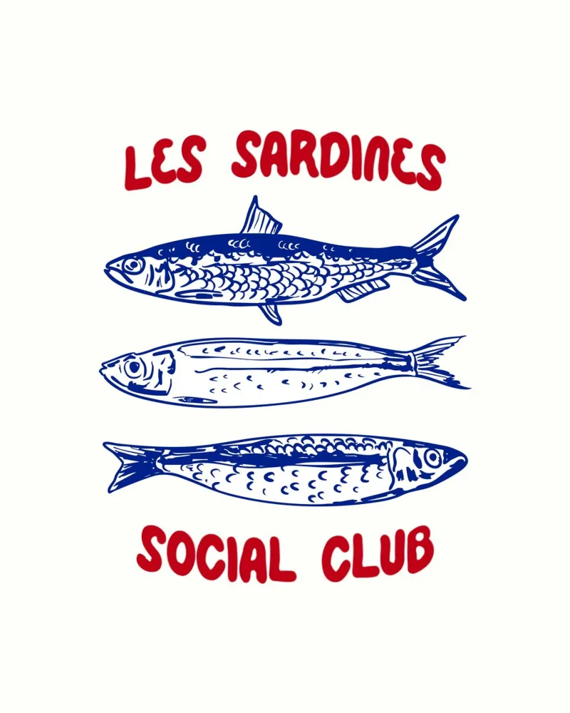 Les Sardine Social Club – Vintage French Seafood Art canvas by EDMPROJECT