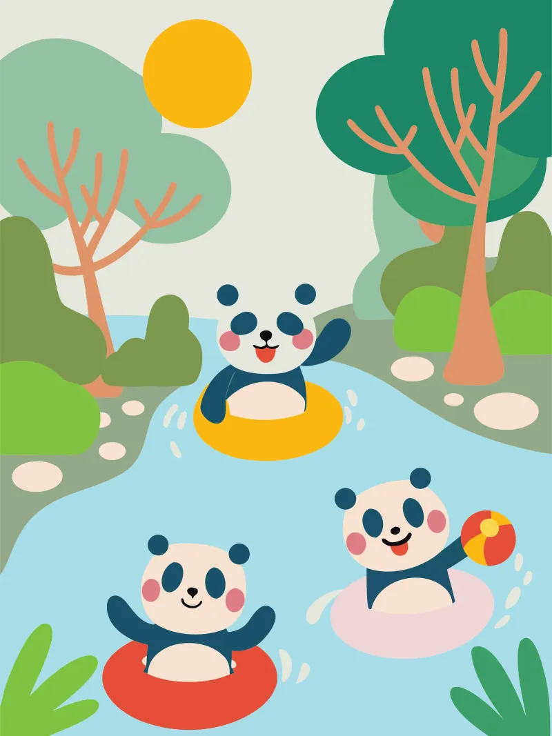 Tres pandas juegan placa de forex de CUTE ANIMALS
