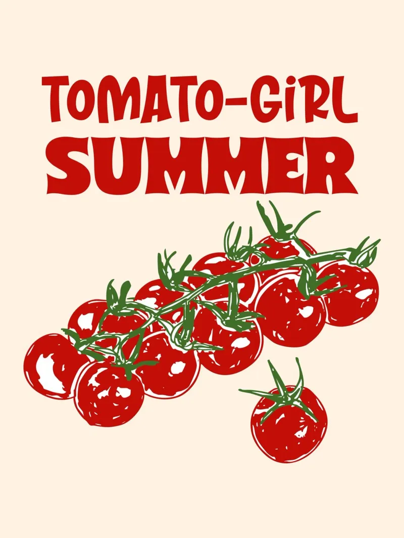 Tomate Mädchen Sommer Ästhetische Illustration Leinwand mit Schattenfugenrahmen von EDMPROJECT
